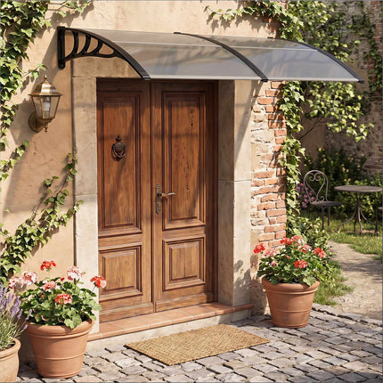 Polycarbonate Door Canopy, 197x89cm, Light Gray