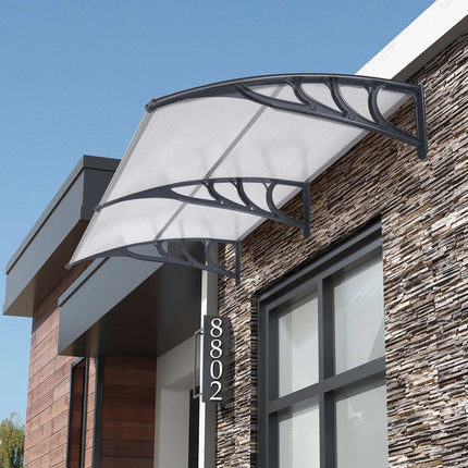 Polycarbonate Door Canopy, 197x89cm, Light Gray