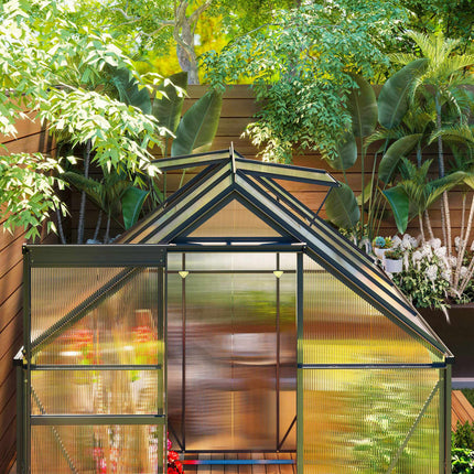 Polycarbonate Greenhouse 3.6 m² with Aluminium Frame, Sliding Door, Grey