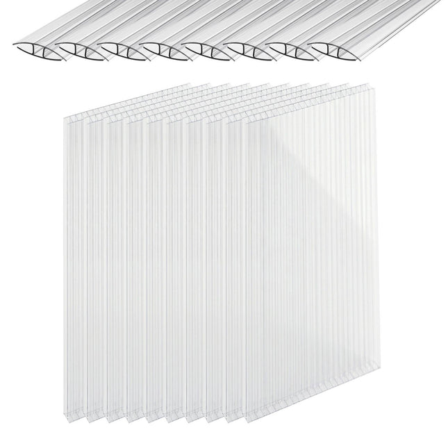 Polycarbonat-Gewächshausplatten, 10er-Pack, 121x60,5 cm