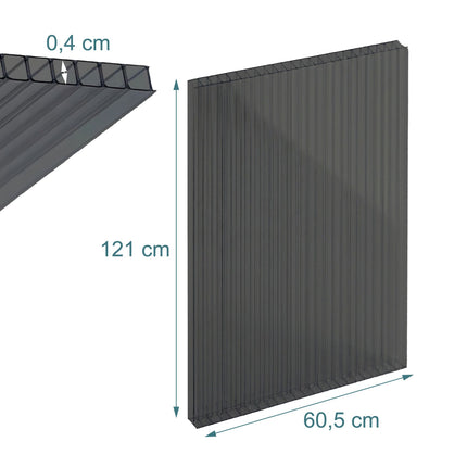 Polycarbonate Twin-Wall Sheets, 4mm, 121x60.5cm, Pack of 10