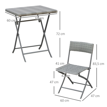 Polyrattan Bistroset 2 Personen Rotan Tuinmeubelen Grijs