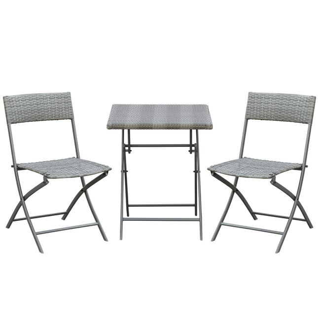 Rattan Bistro-Set für 2 Personen – graue Gartenmöbel aus Polyrattan