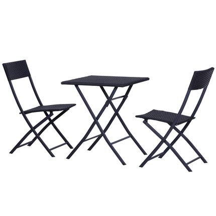 Black rattan bistro set for 2 - Garden furniture in poly rattan