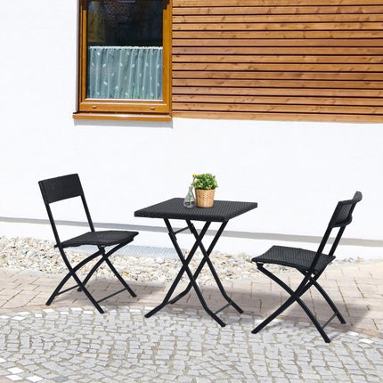 Black rattan bistro set for 2 - Garden furniture in poly rattan
