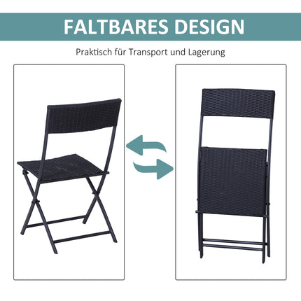Black rattan bistro set for 2 - Garden furniture in poly rattan