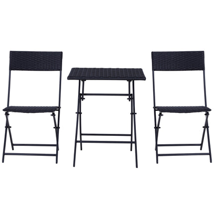 Black rattan bistro set for 2 - Garden furniture in poly rattan