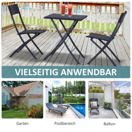 Black rattan bistro set for 2 - Garden furniture in poly rattan