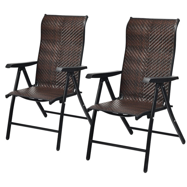 Polyrattan Gartenklappstühle, 2er-Set, verstellbare Rückenlehne