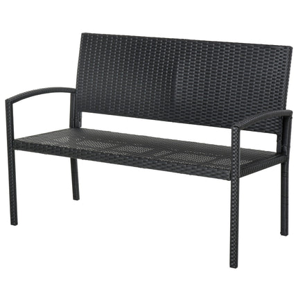 Gartenbank aus Korbgeflecht, 2-Sitzer - Schwarz, 122 x 60 x 87 cm