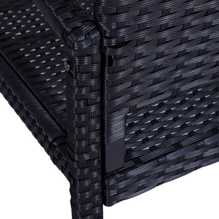 Gartenbank aus Korbgeflecht, 2-Sitzer - Schwarz, 122 x 60 x 87 cm