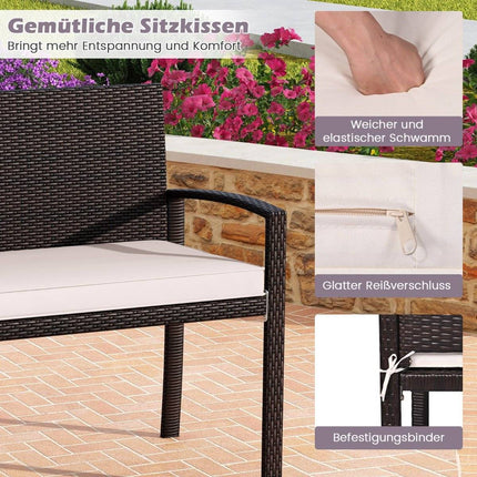Polyrattan-Gartenbank mit Kissen, 360 kg Tragkraft