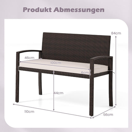 Polyrattan-Gartenbank mit Kissen, 360 kg Tragkraft