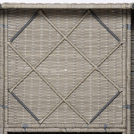 Garden lounge set in poly rattan for 4 with cushions, Khaki Beige