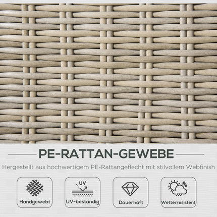 Garden lounge set in poly rattan for 4 with cushions, Khaki Beige
