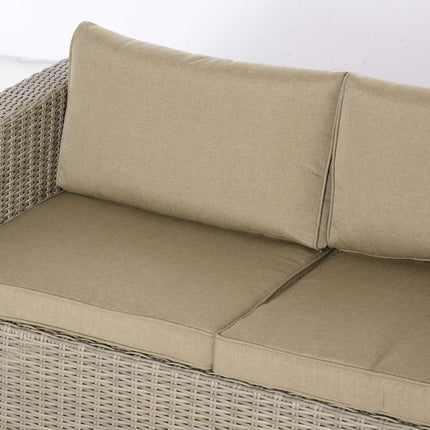 Garden lounge set in poly rattan for 4 with cushions, Khaki Beige