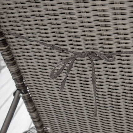 Sonnenliege aus Rattan, 5-fach verstellbar, mit Kissen, grau