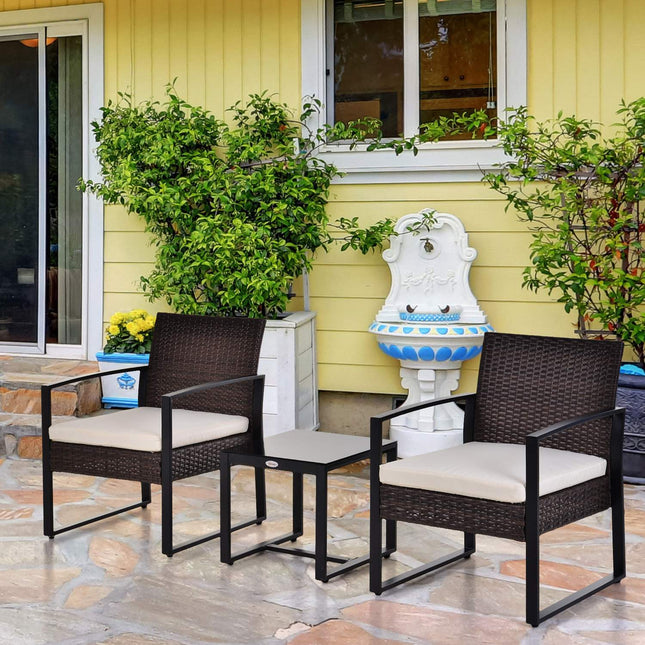 Balkonmöbel-Set aus Polyrattan für 2 Personen, inkl. Kissen