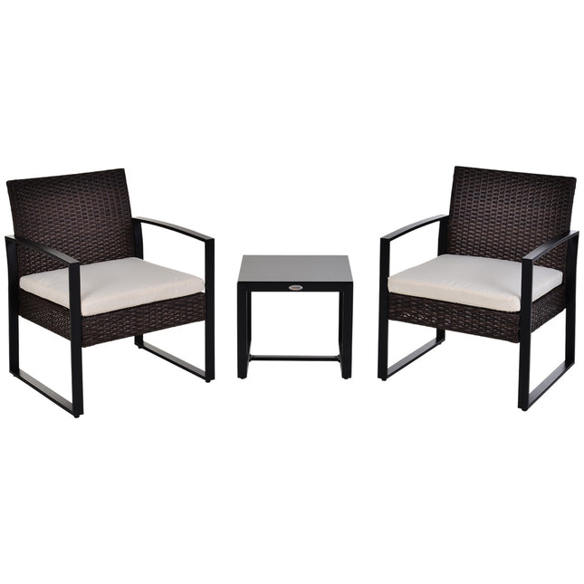 Balkonmöbel-Set aus Polyrattan für 2 Personen, inkl. Kissen