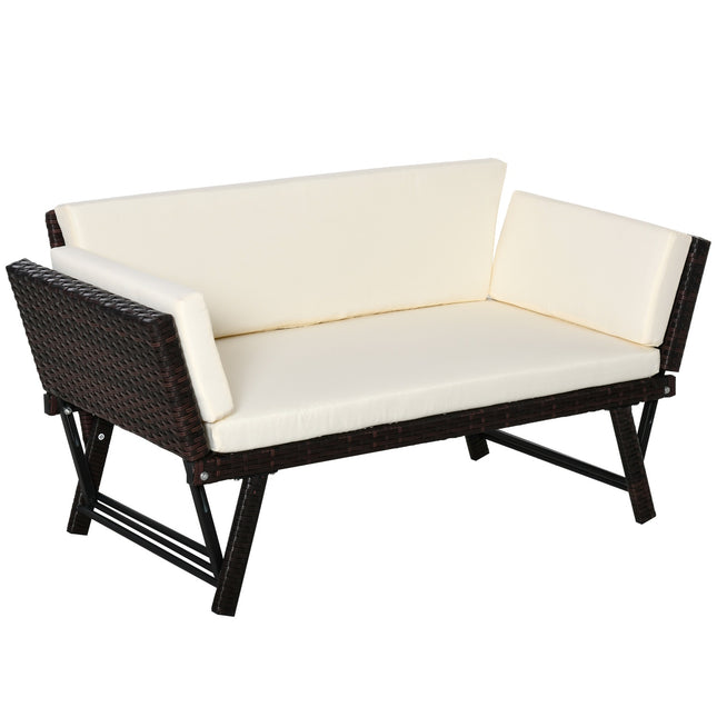 2-Sitzer Polyrattan-Gartensofa mit klappbaren Armlehnen