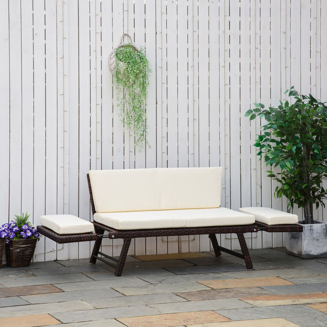 2-Sitzer Polyrattan-Gartensofa mit klappbaren Armlehnen