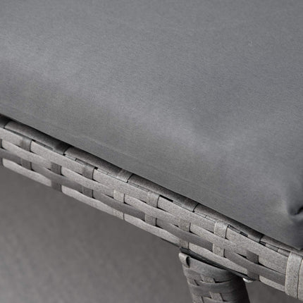Gartensofa 2-Sitzer Polyrattan grau mit klappbaren Armlehnen