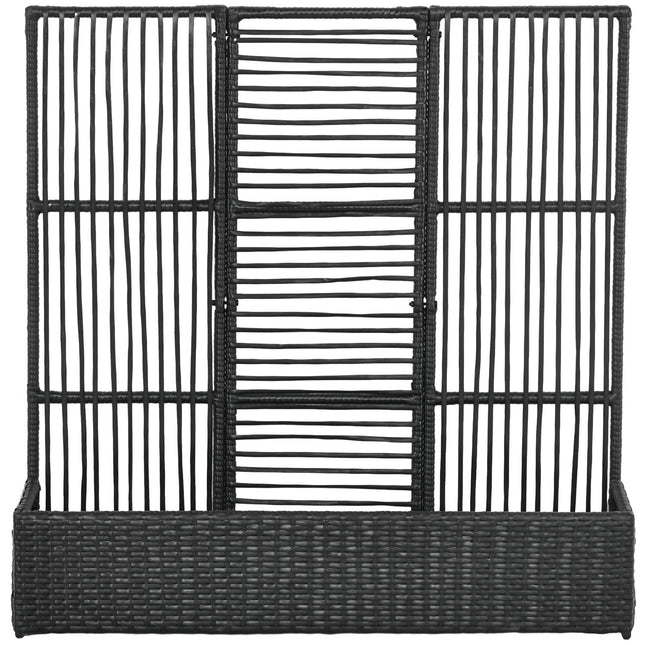 Schwarzes Hochbeet aus Polyrattan mit Rankgitter 103x103x29 cm