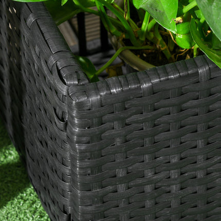 Black Polyrattan Raised garden bed with trellis 103x103x29 cm