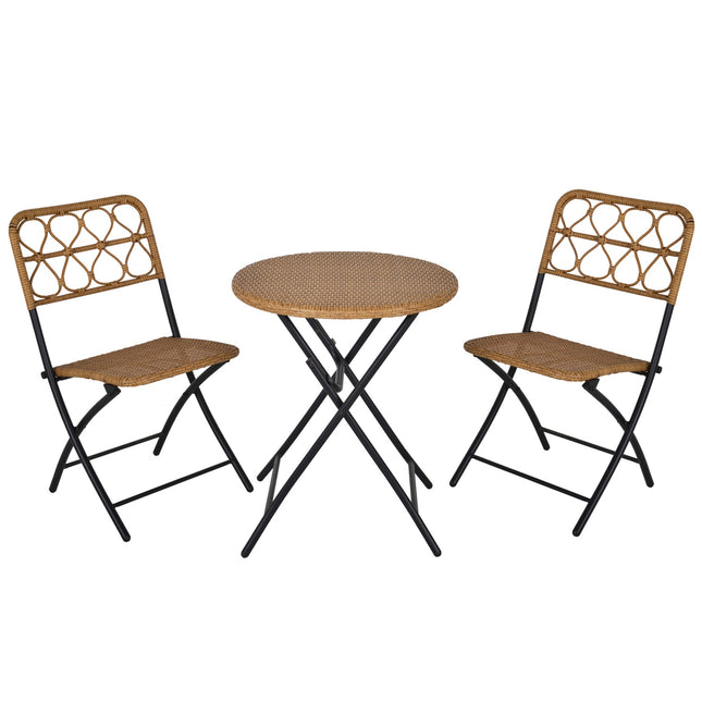 Polyrattan 2-Personen-Bistro-Set, klappbare Gartenmöbel