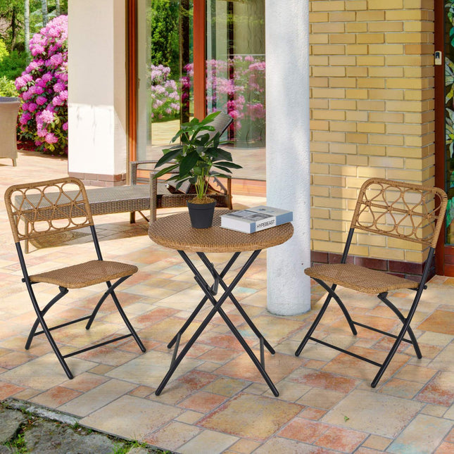 Polyrattan 2-Personen-Bistro-Set, klappbare Gartenmöbel