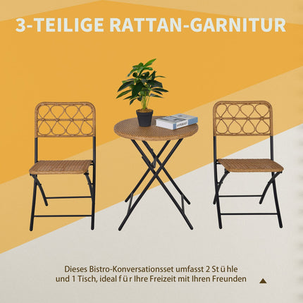 Polyrattan 2-Personen-Bistro-Set, klappbare Gartenmöbel