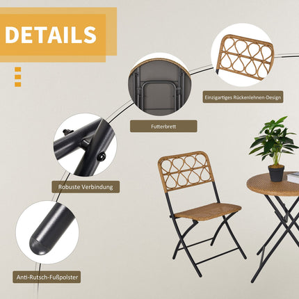 Polyrattan 2-Personen-Bistro-Set, klappbare Gartenmöbel