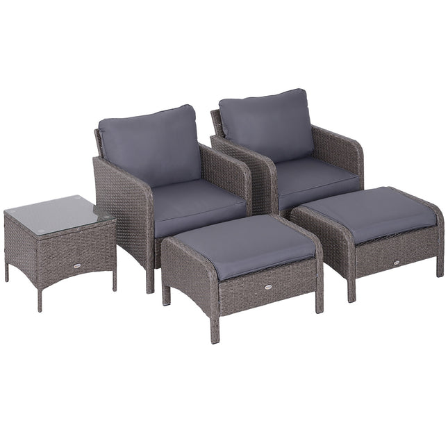 Gartenessgruppe aus Polyrattan, dunkelgrau, mit Kissen