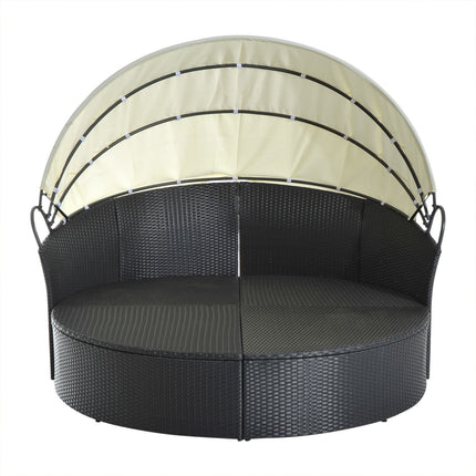 Outdoor Polyrattan Sonneninsel – klappbares Dach, creme 171x180x155cm