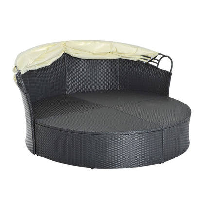 Outdoor Polyrattan Sonneninsel – klappbares Dach, creme 171x180x155cm