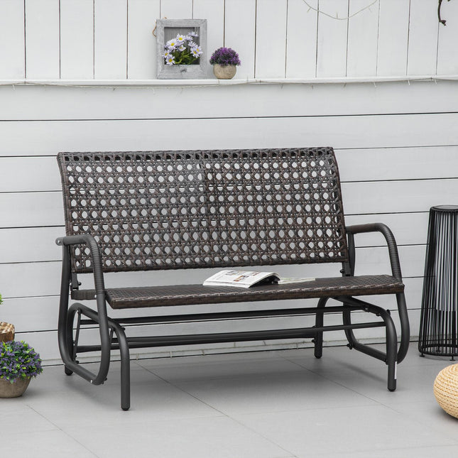 Gartenbank 2-Sitzer Polyrattan drehbar mit Rückenlehne