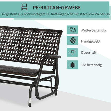 Gartenbank 2-Sitzer Polyrattan drehbar mit Rückenlehne