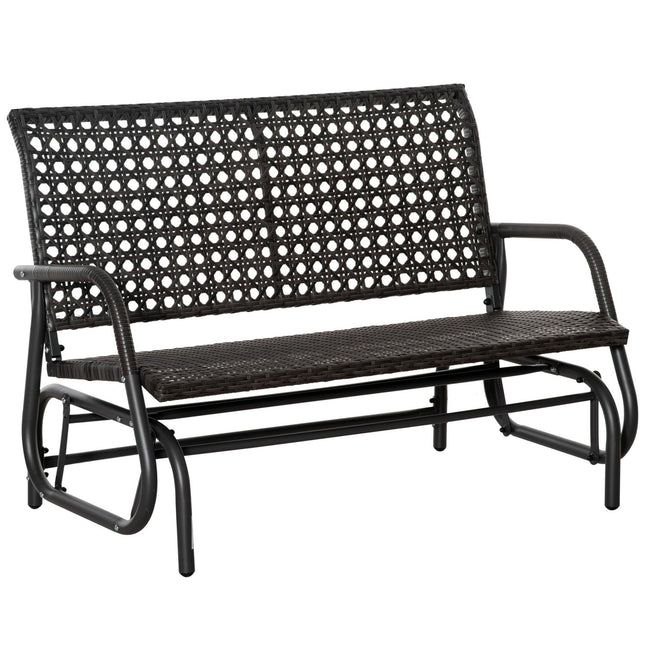 Outdoor Poly-Rattan-Schaukelbank, 2-Sitzer, grau, 70x120x84 cm