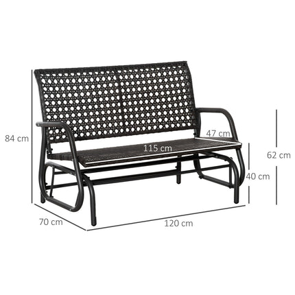 Outdoor Poly-Rattan-Schaukelbank, 2-Sitzer, grau, 70x120x84 cm