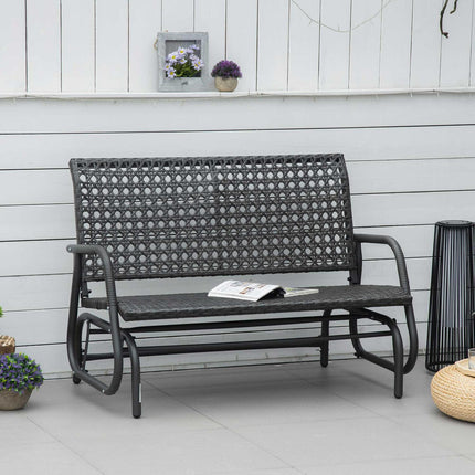 Outdoor Poly-Rattan-Schaukelbank, 2-Sitzer, grau, 70x120x84 cm