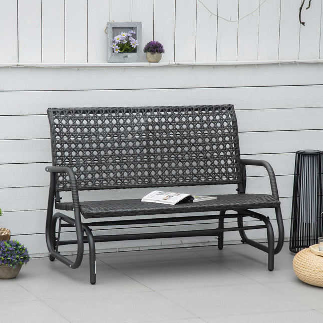 Outdoor Poly-Rattan-Schaukelbank, 2-Sitzer, grau, 70x120x84 cm