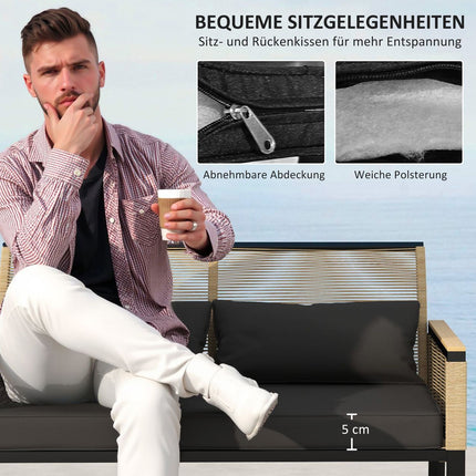 Polyrattan 4-teiliges wetterfestes Gartenmöbel-Set