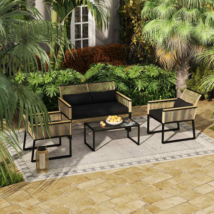 Polyrattan 4-teiliges wetterfestes Gartenmöbel-Set