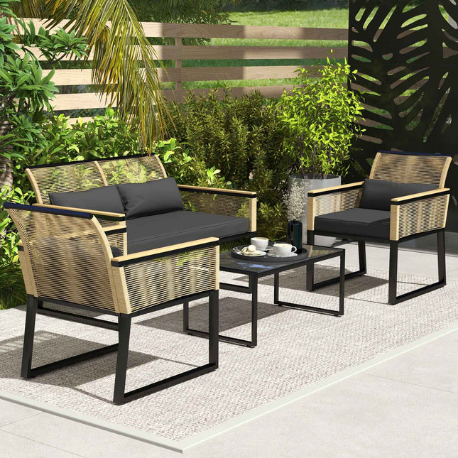 Polyrattan 4-teiliges wetterfestes Gartenmöbel-Set