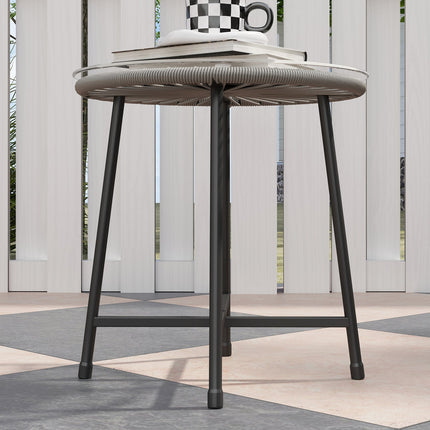 Salon de jardin en polyrotin, salon de jardin pour 2 personnes, ensemble de 3 pièces avec 2 chaises, table d'appoint, coussins, salon de jardin résistant aux intempéries pour jardin, terrasse, balcon, gris foncé