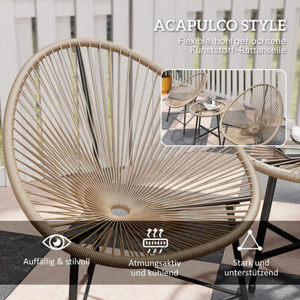 Polyrattan Outdoor Lounge Set, 3-teilig, wetterfest