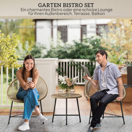 Polyrattan Outdoor Lounge Set, 3-teilig, wetterfest