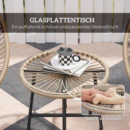 Polyrattan Outdoor Lounge Set, 3-teilig, wetterfest