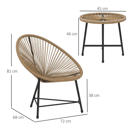 Polyrattan Outdoor Lounge Set, 3-teilig, wetterfest