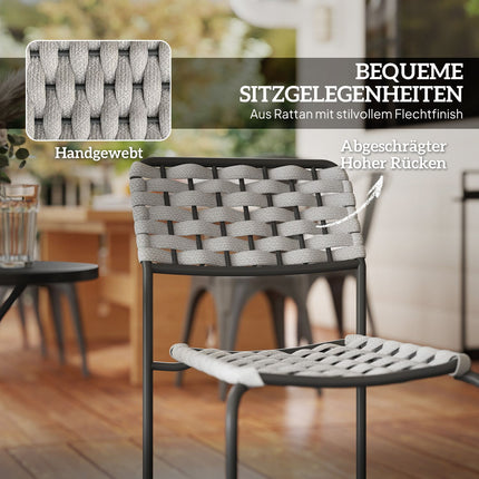 Gartenmöbel aus Polyrattan, 3-teilig, wetterfest, grau